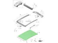 Glass Roof Roller Blind, Black. Porsche 95B / 95B.2 Macan 2014-21 - 95B877307A0A3