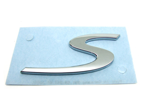 S - Rear lid badge, CHROME. Porsche 991 - 99155924301