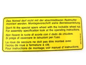 Adesivo ruota di emergenza. Porsche 911/944 - 94470119300