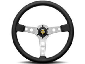 Volante prototipo - argento / pelle nera - Momo