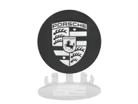 Radschale mit einfarbigem Porsche Wappen, Mattschwarz. Porsche 955 / 957 Cayenne - 9P1601147JE1