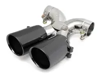 Tuyau d'échappement noir chromé. Porsche 981 Boxster Spyder / 981C Cayman GT4 - 98111136160, 98111136161