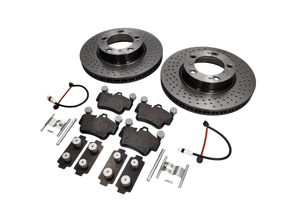FRONT Brake Pads and Brake Disc Package. Porsche 987 Boxster S / Cayman S - 99735193906, 99635140601, 99635140501, 95535296000, 99761275901, 99761275601