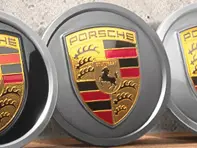 Enjoliveurs de roue en Platine (satiné) avec écusson Porsche coloré pour Porsche Taycan / Panamera - 9J1073000C