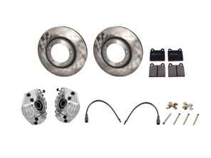 Kit de pinza de freno delantera, disco y pastillas de freno. Porsche 911 3.2 Carrera 1984-89 - 91135104122, 91135104123, 91135142503, 91135142603, 91135195006, 91135194901, 91135195001, 91135195002, 91135195008, 91135195011, 90135199700, 91135193800, 91135194401, 91135194405, 91135195000, 92335190100, 94435195006