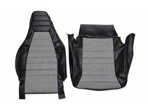 Front Seat Cover, Black Vinyl, Pepita centre. Porsche 911 1974-84