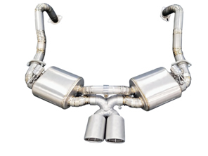 Rear sports exhaust titanium with valves and GT4 RS style trims. Porsche 981 Boxster / Cayman - 98111122101, 98111122102, 98111123100, 98111123101, 98111132100, 98111132101, 98111142100, 98111142101, 98111143101, 98111122202, 98111123200, 98111123201, 98111132200, 98111132201, 98111142200, 98111142201 - 9M8111192107KIT