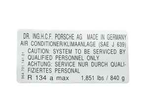 Pegatina del aire acondicionado. Porsche 964 (EE. UU.) - 96470114101 - PAKK1