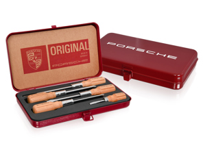 Porsche Holzgriff-Schraubendreher-Werkzeug-Satz mit Box, fünfteilig