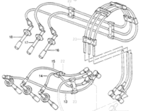 Zündkabel HT. Porsche 965 3.3L Turbo - 96560206008, 96560206009, 96560206010, 96560206011, 96560206012, 96560206013