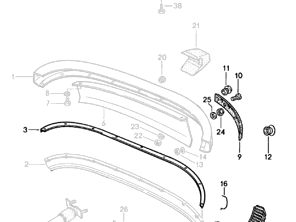 Kit Restauración Juntas Parachoques Trasero. Porsche 930 1983-89 - 91179950515, 91179950516, 91150537600, 90151179121, 90002508001, 90008402601, 91150532700, N0111856, 90002500804, 91150534700, 91150308505, 9305050890170A, 9305050900070A
