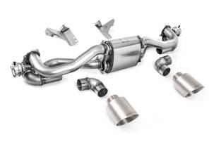 Sistema de escape Milltek GPF-Back con válvula y tubos de escape GT-115 de titanio cepillado. Porsche 718 Boxster / Cayman / GT4 2020>> - 982251053F, 982251053H, 982251053K, 982251053E, 982251053D, 982251053G - SSXPO191