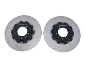 Floating brake disc set slotted FRONT. Porsche 991 GT3 / 981 GT4 / 718 GT4 / 718 Spyder - 98135140581, 98135140681, 98135140580, 98135140680, 99135140581, 99135140681 - 9M9GT615301N