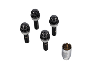 Kit de boulons de roue antivol (extra longs). Plaqué noir pour Porsche - PAF009593, 971698030B, WHT004676A, WHT006978, 00004460291