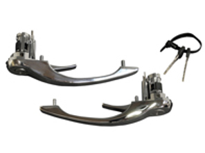 Door handles in CHROME (With locks & keys). Porsche 911 1972-86 - 91153106100, 91153894105, 91153106135, 91153894100, 91153894200, 91153894205, 91153106200, 91153106235 - 1687100710