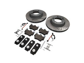 VORDERE Bremsbeläge und Bremsscheibenpaket. Porsche 997 C2 OE - 99635140501, 99635140601, 99761275601, 99761275901, 99635108802, 95535296000, 99735193907