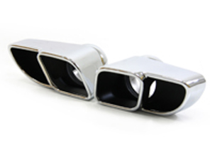 DesignTek Exhaust tail pipes twin square design, 70mm, POLISHED for Porsche 997 Turbo - 99711125101, 99711125102, 99711125201, 99711125202