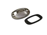 Alloggiamento, lente e guarnizione, luce targa, Cromo. Porsche 356B / 356C - 64463160505, 64463161105, 64463161405 - 1695650900, 1695600710