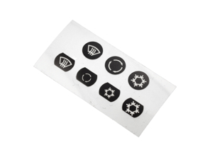 Ensemble d'autocollants pour bouton-poussoir de l'unité de climatisation. Porsche 944 / 964 / 993 - 96465904XXX, 96465904500, 96465904501, 96465904600, 96465904601, 96465904700, 96465904701, 6465392100, 94465392300, 94465392100, 96465914600, 9646591460001C