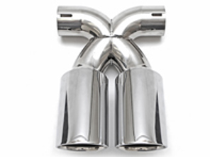 Auspuffendrohr Chrom poliert. Porsche 981 Boxster Spyder / 981 Cayman GT4 - 98111136160, 98111136161
