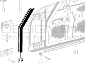 Türdichtung innen, vorne. Porsche 356A / 356B / 356C - 64453190300 - 644 531 903 00, 1685700100, 356089