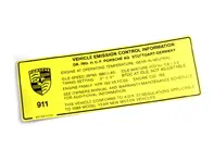 Pegatina, especificación del motor. Porsche 911 Carrera 89 (AUS) - 93000651345