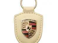 Leren sleutelhanger met Porsche kuif, CREAM - WAP0500960D, WAP0500960E