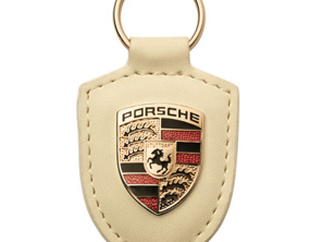Leren sleutelhanger met Porsche kuif, CREAM - WAP0500960D, WAP0500960E