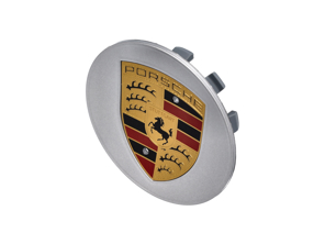 Enjoliveur argent concave avec grand écusson pour Porsche - 955361303059A1, 95536130305, 00004460601