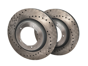Brake Disc Rotor Front, Crossdrilled (PAIR). Porsche 944 Turbo - 95135104100 - 951 351 041 00 rd