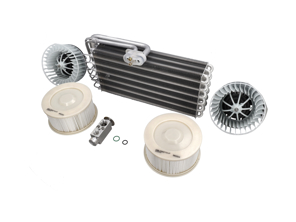 Klimaanlagen-Verdampfer, Gebläsemotor und Pollenfilter-Set. Porsche 993 - 96457390100, 96457201501, 96457201601, 99357247900