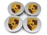 Copricerchi con stemma colorato per Porsche (Set di 4) - 00004460500, 99104460009, 00004460700