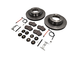 ACHTER Remblokken en remschijfpakket Porsche 997 C4 Brembo - 99635240104, 98635293911, 99661236501