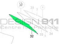 Rear screen GREEN tint COUPE. Porsche 911/912 65-84 - 91154101100, 90154510130/1