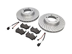 Pastiglie freno POSTERIORI e pacchetto disco freno. Porsche 981 - 98735240101, 98735293903, 98160916300