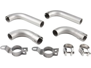 Tubo di scarico e morsetto, acciaio inossidabile. Porsche 356B/356C - 61611100660, 92.303S, 92.303, 92303, 92303S, 1620701510, 1620704910, 61611100660, 61611122103, 61611122303, 61611102500, 61611125501 - 1620704910
