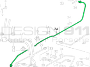 Hauptbremszylinder zum vorderen Bremssattel, Flexischlauch, Bremsleitung, rechts. Porsche 911 68-76 LHD - 90135562001, 90135562002, 90135562000, 9013556200Y