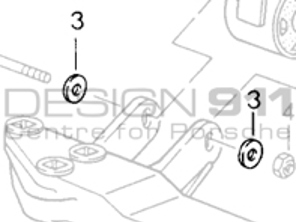 Rondella del bullone a testa esagonale della staffa del cuscinetto di montaggio della trasmissione. Porsche 964 C4 / 993 C4 / 993 C4S / 993 Turbo MANUALE - 99902519502