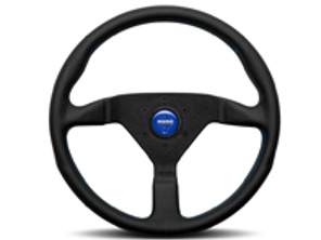 Volante MONTECARLO con cuciture blu e pulsante clacson - Momo - M11111785BKBLR