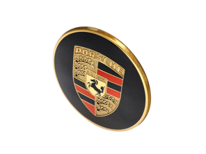 Plakette mit vollfarbig geprägtem Porsche Wappen. Porsche 356 / 911 / 914 - PCG55980100, 64455980100