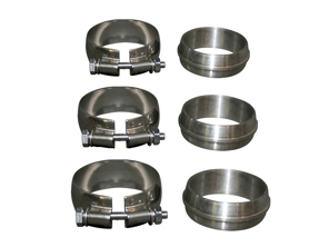 Auspuff-O-Ringe und Schellen, 6er-Set, für Auspuffanlage Porsche 964 - 96411124701, 96411124702, 96411124703, 96411133600, PCG11133600