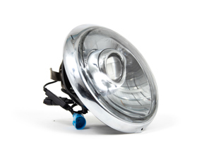 RHD LED Headlamp conversion kit with chrome reflector and clear lenses, chrome rings. Porsche 911 / 964 - 91163111200, 90163110101, 91163111202