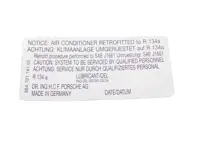 Adesivo per la conversione del climatizzatore a R134a. Porsche 911 / 964 / 944 / 928 - 96470114102 - PAKK2
