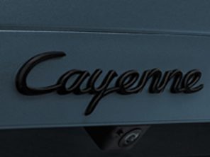 'Cayenne' rear lid badge, in Black (matt). Porsche 9YA Cayenne / S Coupe - 9Y004487021OK1, 9Y004487021