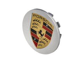Coprimozzo con stemma Porsche a colori, argento. Porsche 95B Macan - 95B601150A8Z8