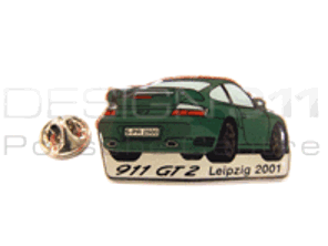 Anstecknadel 'Porsche 911 GT2 - Leipzig 2001' Grün