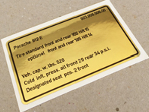 Adesivo pressione pneumatici. Porsche 912E (1976 – 1977) USA - 92300650600