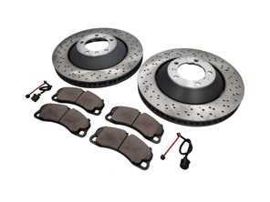 Paquete de pastillas y discos de freno delanteros. Porsche Cayman 981 GT4 - 98135140581, 98135140681, 99135194784, 99160918180, 9GT615301N, 9GT615302N