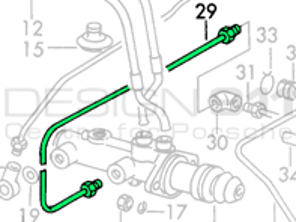 Maître-cylindre de frein à la conduite de frein de l'étrier arrière. Porsche 911 68-71 RHD - 90135562402, 90135562400