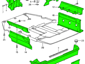Juego de recambio de hojalata para motor. Porsche 964 1989-94 - 96410601402, 96410622903, 96410628308, 96410628309, 96410628901, 96411901203, 96411901303, 96411901403, 96411901503, 96411901204, 96411901304, 96411901404, 96411901504